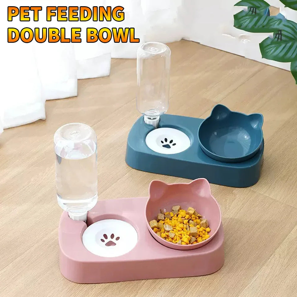 Double Pet Bowl with Auto Water Dispenser – Dogs & Cats - Always Pawsome