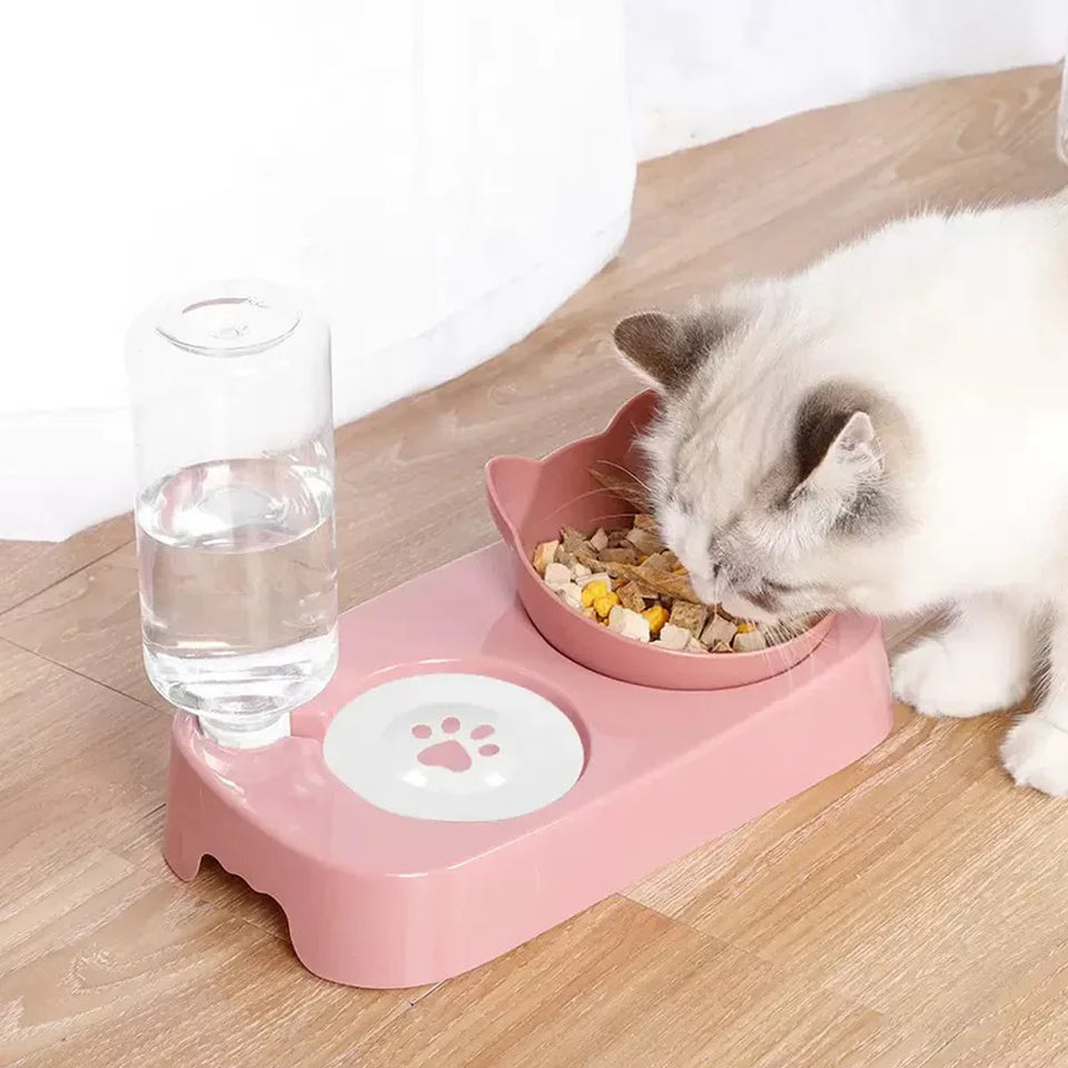 Double Pet Bowl with Auto Water Dispenser – Dogs & Cats - Always Pawsome
