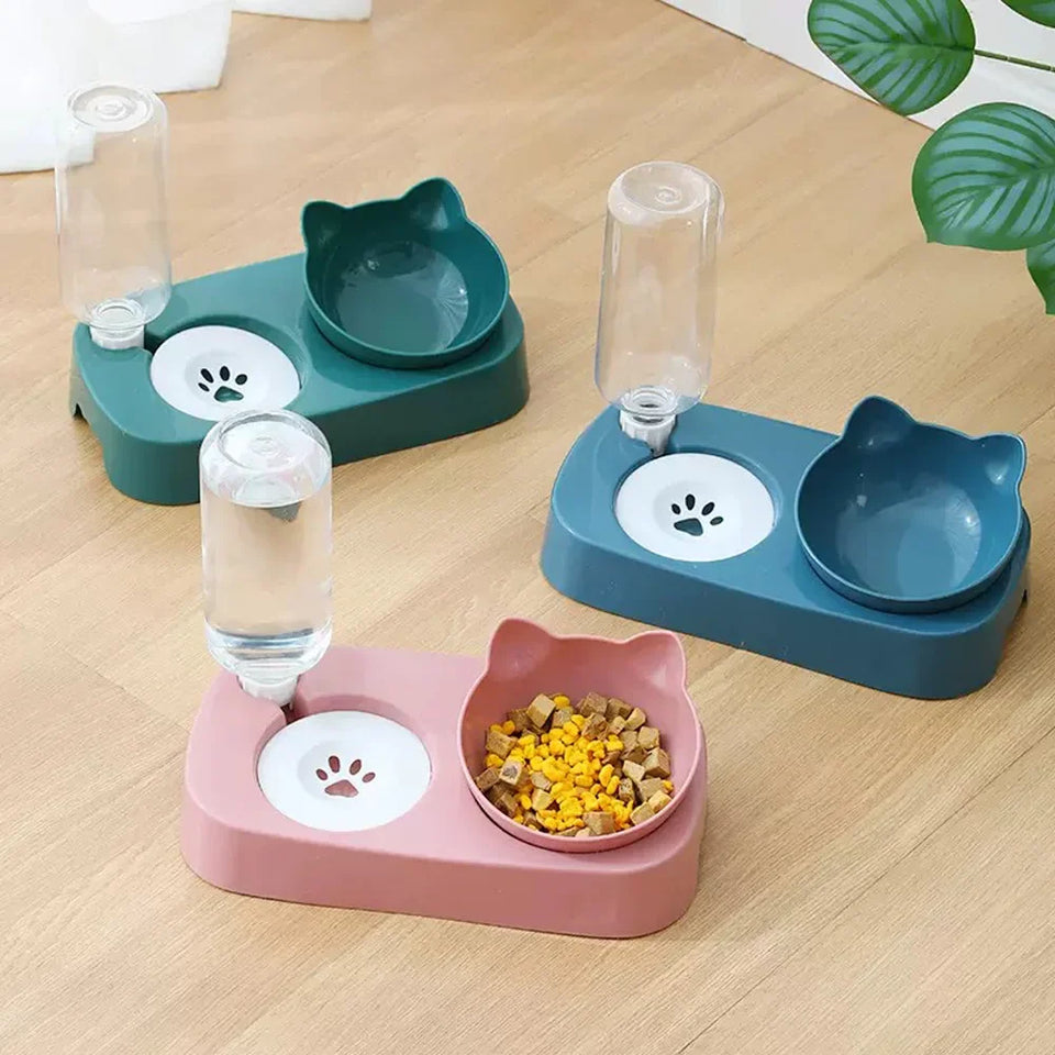 Double Pet Bowl with Auto Water Dispenser – Dogs & Cats - Always Pawsome