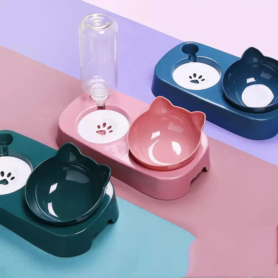 Double Pet Bowl with Auto Water Dispenser – Dogs & Cats - Always Pawsome