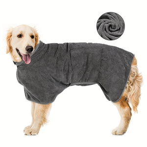 Super Absorbent Plush Dog Bathrobe - Quick-Dry Fit